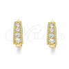 Oro Laminado Huggie Hoop, Gold Filled Style with White Cubic Zirconia, Polished, Golden Finish, 02.210.0639.12