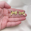 Oro Laminado Stud Earring, Gold Filled Style Bow Design, Polished, Golden Finish, 02.341.0193
