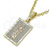Oro Laminado Religious Pendant, Gold Filled Style San Judas Design, Polished, Tricolor, 05.351.0176