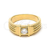 Oro Laminado Mens Ring, Gold Filled Style Solitaire Design, with White Cubic Zirconia, Polished, Golden Finish, 5.175.028.1.08 (Size 8)