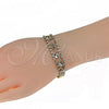 Oro Laminado Fancy Bracelet, Gold Filled Style with White Cubic Zirconia, Polished, Golden Finish, 5.022.009