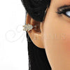 Oro Laminado Earcuff Earring, Gold Filled Style Little Girl Design, with White Micro Pave, Polished, Golden Finish, 02.213.0397