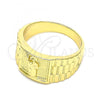 Oro Laminado Mens Ring, Gold Filled Style San Judas Design, Polished, Golden Finish, 01.380.0009.12