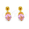 Stainless Steel Stud Earring, Teardrop Design, with Pink Cubic Zirconia, Polished, Golden Finish, 02.271.0023.4