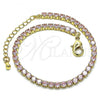 Oro Laminado Tennis Bracelet, Gold Filled Style with Pink Cubic Zirconia, Polished, Golden Finish, 03.130.0009.7.07