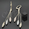 Oro Laminado Long Earring, Gold Filled Style Diamond Cutting Finish, Tricolor, 5.089.004
