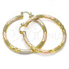 Oro Laminado Large Hoop, Gold Filled Style Diamond Cutting Finish, Tricolor, 02.170.0125.1.50