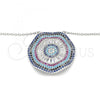 Sterling Silver Pendant Necklace, with White Cubic Zirconia and Multicolor Micro Pave, Polished, Rhodium Finish, 04.336.0218.16