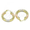 Oro Laminado Medium Hoop, Gold Filled Style Diamond Cutting Finish, Tricolor, 02.213.0225.1.30