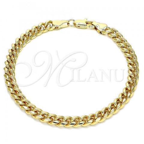 Oro Laminado Basic Bracelet, Gold Filled Style Miami Cuban Design, Polished, Golden Finish, 04.63.1400.08