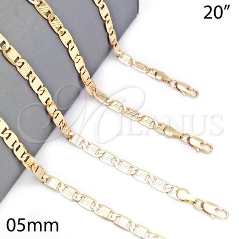 Oro Laminado Basic Necklace, Gold Filled Style Mariner Design, Diamond Cutting Finish, Golden Finish, 04.63.1357.20