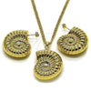 Oro Laminado Earring and Pendant Adult Set, Gold Filled Style Snail and Hollow Design, Polished, Golden Finish, 10.282.0012