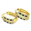 Oro Laminado Small Hoop, Gold Filled Style Greek Key Design, with Black and White Crystal, Polished, Golden Finish, 02.94.0105.2.15
