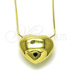 Oro Laminado Pendant Necklace, Gold Filled Style Chunky and Hollow Design, Polished, Golden Finish, 04.341.0121.20
