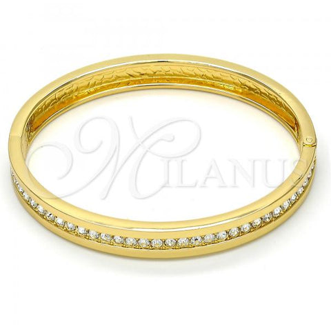 Gold Tone Individual Bangle, with White Crystal, Polished, Golden Finish, 07.252.0019.05.GT (08 MM Thickness, Size 5 - 2.50 Diameter)