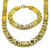 Stainless Steel Necklace and Bracelet, Polished, Golden Finish, 06.363.0032.2