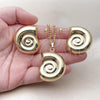 Oro Laminado Earring and Pendant Adult Set, Gold Filled Style Snail and Hollow Design, Polished, Golden Finish, 10.282.0015
