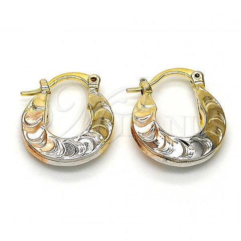 Oro Laminado Small Hoop, Gold Filled Style Polished, Tricolor, 02.65.2589.15
