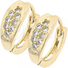 Oro Laminado Huggie Hoop, Gold Filled Style with White Cubic Zirconia, Polished, Golden Finish, 02.165.0048