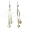 Oro Laminado Long Earring, Gold Filled Style Heart Design, Golden Finish, 77.01