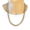 Oro Laminado Basic Necklace, Gold Filled Style Miami Cuban Design, Golden Finish, 04.63.0130.1.24