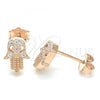 Sterling Silver Stud Earring, Hand of God Design, with White Micro Pave, Polished, Rose Gold Finish, 02.336.0147.1