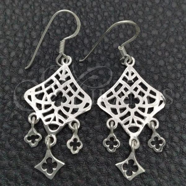 Sterling Silver Dangle Earring, Filigree Design, Polished, Silver Finish, 02.392.0002