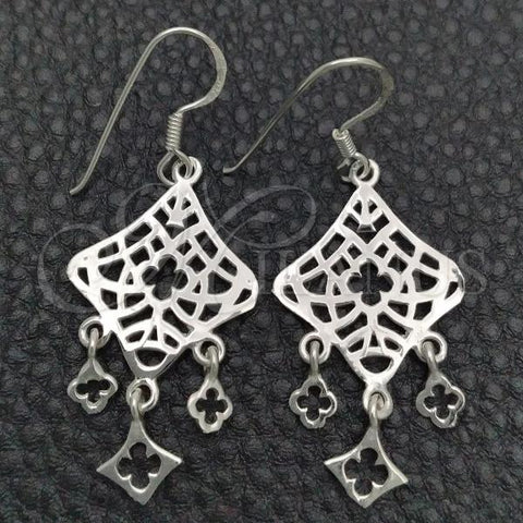 Sterling Silver Dangle Earring, Filigree Design, Polished, Silver Finish, 02.392.0002