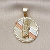 Oro Laminado Religious Pendant, Gold Filled Style San Judas Design, Diamond Cutting Finish, Tricolor, 05.120.0100