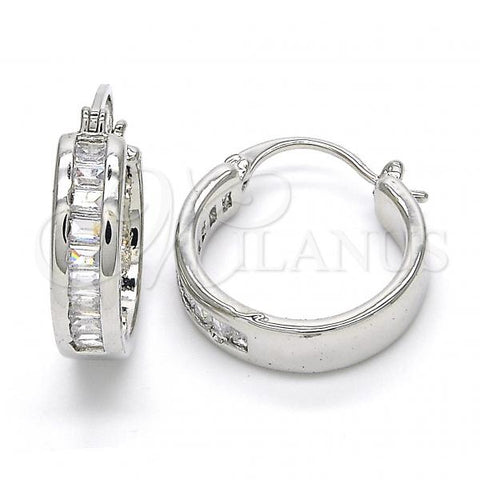 Rhodium Plated Small Hoop, with White Cubic Zirconia, Polished, Rhodium Finish, 02.99.0009.2.20