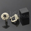 Oro Laminado Leverback Earring, Gold Filled Style with Black Cubic Zirconia, Diamond Cutting Finish, Golden Finish, 5.127.046.1
