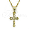 Oro Laminado Religious Pendant, Gold Filled Style Crucifix Design, Polished, Golden Finish, 05.253.0170