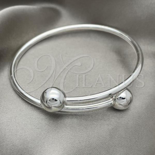 Sterling Silver Individual Bangle, Ball Design, Polished, Silver Finish, 07.409.0004