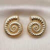 Oro Laminado Stud Earring, Gold Filled Style Snail Design, Polished, Golden Finish, 02.163.0388