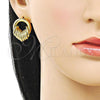 Oro Laminado Stud Earring, Gold Filled Style Hollow Design, Polished, Golden Finish, 02.282.0037