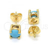 Oro Laminado Stud Earring, Gold Filled Style with Turquoise Cubic Zirconia, Polished, Golden Finish, 02.284.0010.4