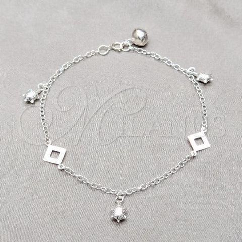 Sterling Silver Fancy Bracelet, Turtle Design, Polished, Silver Finish, 03.409.0129.07