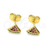 Oro Laminado Stud Earring, Gold Filled Style Watermelon Design, with Ruby and Green Micro Pave, Polished, Golden Finish, 02.310.0073