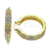 Oro Laminado Medium Hoop, Gold Filled Style Butterfly Design, with White Crystal, Polished, Tricolor, 02.380.0099.40