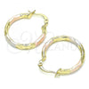 Oro Laminado Small Hoop, Gold Filled Style Diamond Cutting Finish, Tricolor, 02.213.0249.25