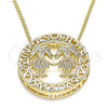 Oro Laminado Pendant Necklace, Gold Filled Style Little Girl Design, with White Micro Pave, Polished, Golden Finish, 04.156.0253.20