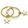 Stainless Steel Medium Hoop, Star Design, White Enamel Finish, Golden Finish, 02.364.0007.30