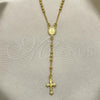 Oro Laminado Thin Rosary, Gold Filled Style Medalla Milagrosa and Crucifix Design, Polished, Golden Finish, 09.02.0040.1.18