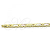 Oro Laminado Solid Bracelet, Gold Filled Style Polished, Tricolor, 03.102.0057.08