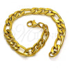 Stainless Steel Basic Bracelet, Figaro Design, Polished, Golden Finish, 03.256.0015.08