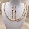 Oro Laminado Necklace and Bracelet, Gold Filled Style Chunky Design, Polished, Golden Finish, 06.372.0065