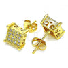Oro Laminado Stud Earring, Gold Filled Style with White Cubic Zirconia, Polished, Golden Finish, 02.342.0042