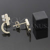 Oro Laminado Stud Earring, Gold Filled Style with White Cubic Zirconia, Polished, Golden Finish, 02.63.2248