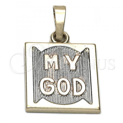Oro Laminado Religious Pendant, Gold Filled Style Diamond Cutting Finish, Tricolor, 05.163.0044.1