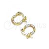 Oro Laminado Small Hoop, Gold Filled Style Diamond Cutting Finish, Tricolor, 02.96.0088.2.10